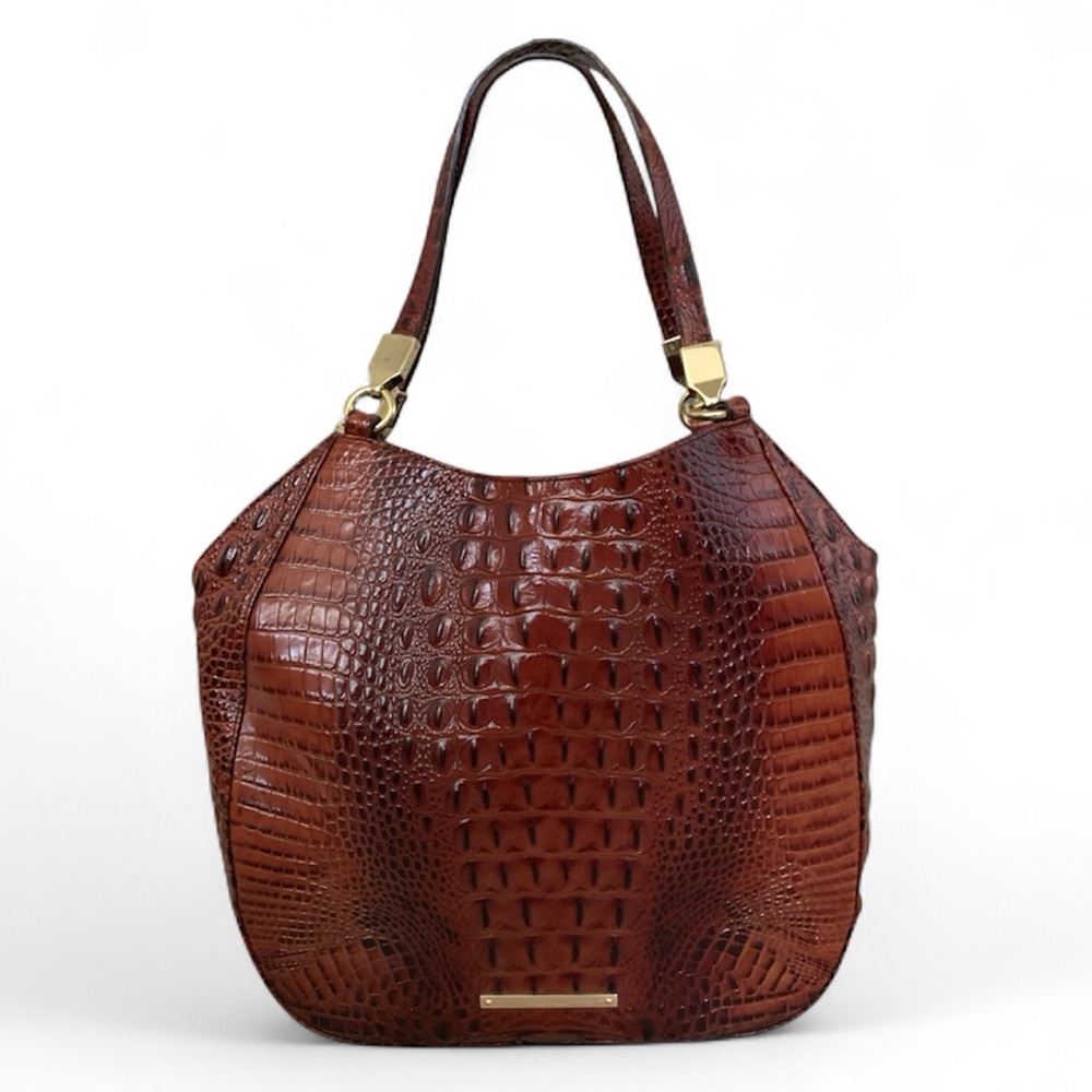 BRAHMIN Pecan Marianna Embossed Leather Satchel